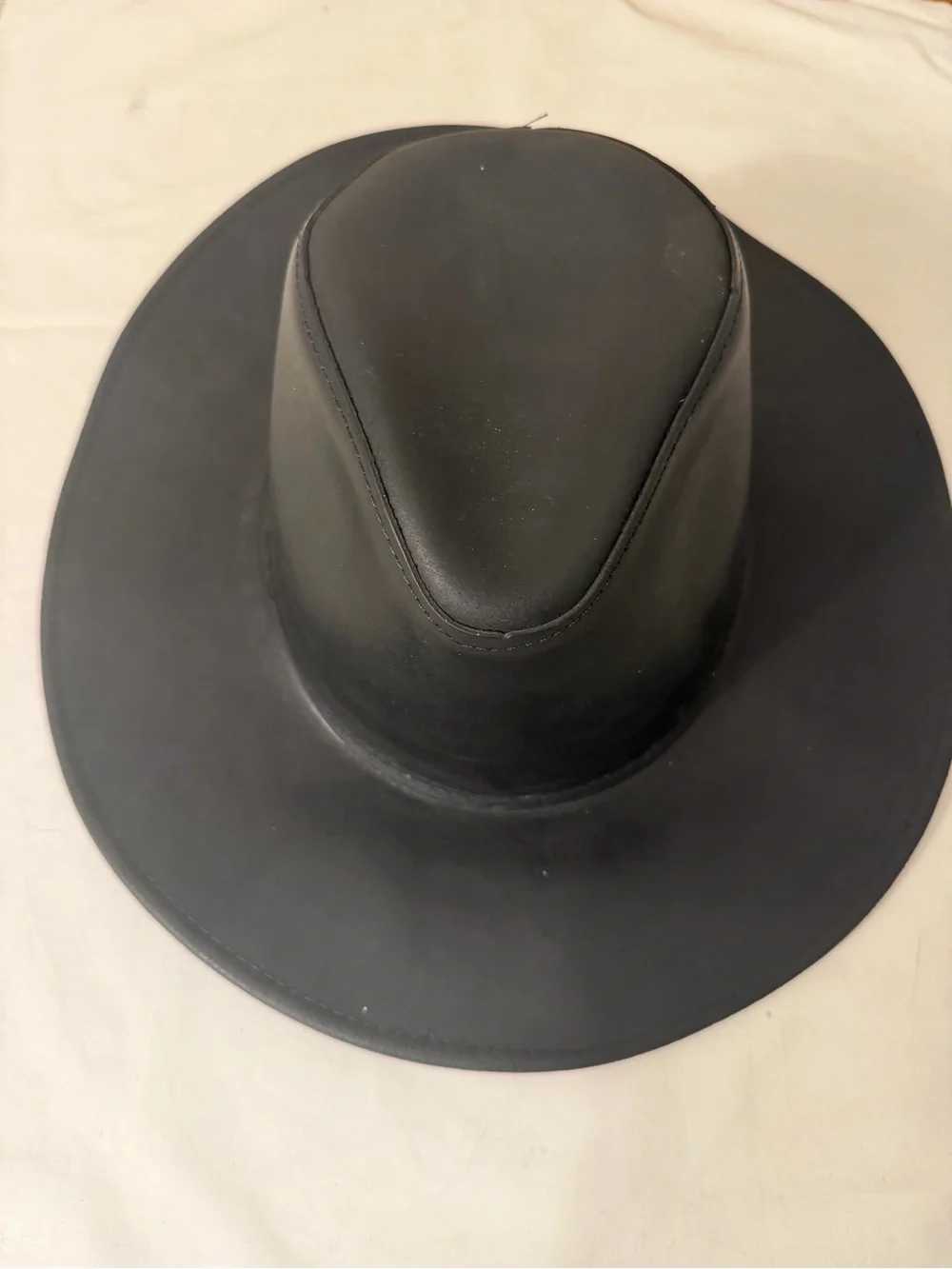 Black Genuine Leather - Made in USA Western/Outback Style Size Medium
